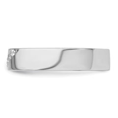 Sterling Silver Rhodium-plated Polished White CZ Mens Size 11 Band Ring
