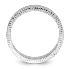Sterling Silver Rhodium-plated Polished and Textured 5.00mm Band Size 11 Mens Ring