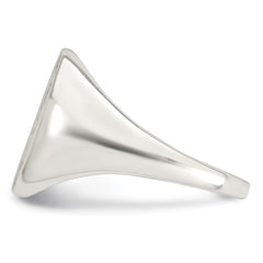 Sterling Silver Polished Brushed and Grooved 15.3mm x 13.2mm Rectangle Closed Back Size 9 Mens Signet Ring