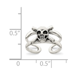 Sterling Silver Antiqued Skull Toe Ring