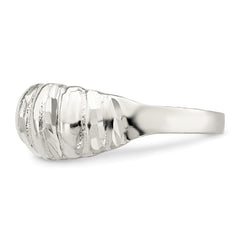 Sterling Silver Diamond-cut Domed Ring - 2