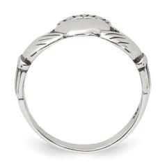 Sterling Silver Antiqued Claddagh Ring - 11