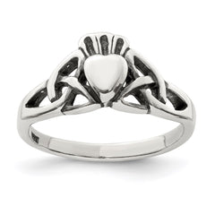 Sterling Silver Antiqued Claddagh Ring - 9