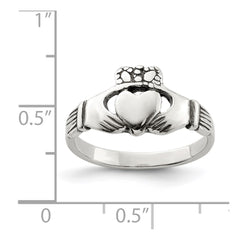 Sterling Silver Antiqued Claddagh Ring - 3