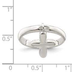 Sterling Silver Solid Cross Dangle Ring - 2