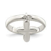 Sterling Silver Solid Cross Dangle Ring - 3