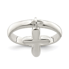 Sterling Silver Solid Cross Dangle Ring - 2