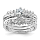 Sterling Silver Rhodium-plated CZ Ring Set - 5