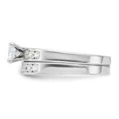 Sterling Silver Rhodium-plated CZ Ring Set - 2