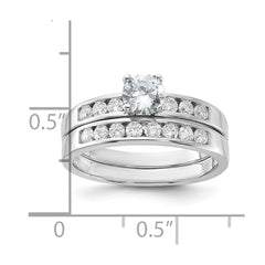 Sterling Silver Rhodium-plated CZ Ring Set - 4