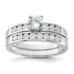 Sterling Silver Rhodium-plated CZ Ring Set - 2