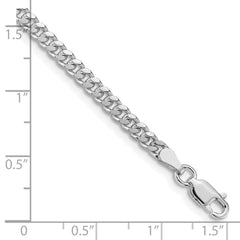 Sterling Silver Rhodium-plated 3.25mm Domed Curb Chain - 2