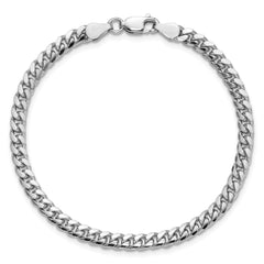 Sterling Silver Rhodium-plated 4mm Domed w/ Side D/C Curb Chain - 7