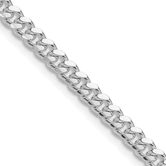 Sterling Silver Rhodium-plated 4mm Domed w/ Side D/C Curb Chain - 5