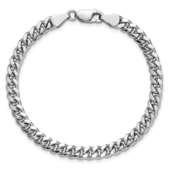 Sterling Silver Rhodium-plated 5mm Domed w/ Side D/C Curb Chain - 7