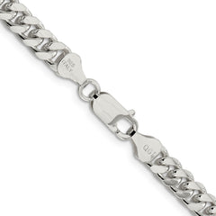 Sterling Silver 6mm Domed w/ Side D/C Curb Chain - 8