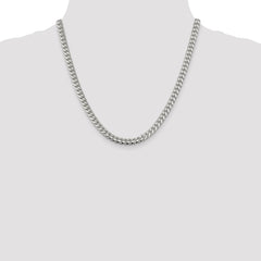 Sterling Silver 6mm Domed w/ Side D/C Curb Chain - 8