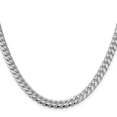 Sterling Silver Rhodium-plated 6mm Domed w/ Side D/C Curb Chain - 4