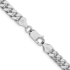 Sterling Silver Rhodium-plated 6mm Domed w/ Side D/C Curb Chain - 4