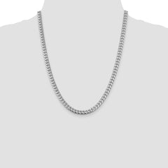 Sterling Silver Rhodium-plated 6mm Domed w/ Side D/C Curb Chain - 2