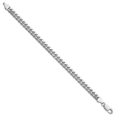 Sterling Silver Rhodium-plated 6mm Domed w/ Side D/C Curb Chain - 5