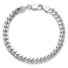Sterling Silver Rhodium-plated 6mm Domed w/ Side D/C Curb Chain - 5