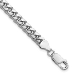 Sterling Silver Rhodium-plated 6mm Domed w/ Side D/C Curb Chain - 5