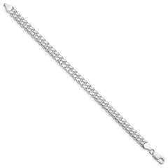 Sterling Silver Rhodium-plated 7mm Domed w/ Side D/C Curb Chain - 3