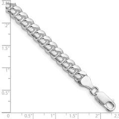 Sterling Silver Rhodium-plated 7mm Domed w/ Side D/C Curb Chain - 3