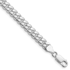 Sterling Silver Rhodium-plated 7mm Domed w/ Side D/C Curb Chain - 3