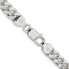 Sterling Silver 7.35mm Domed w/ Side D/C Curb Chain - 6