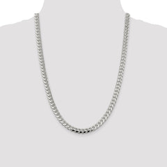 Sterling Silver 7.35mm Domed w/ Side D/C Curb Chain - 6
