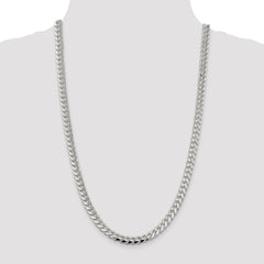 Sterling Silver 7.35mm Domed w/ Side D/C Curb Chain - 7