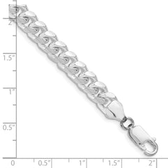 Sterling Silver Rhodium-plated 7.35mm Domed w/ Side D/C Curb Chain - 3
