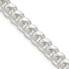 Sterling Silver 7.35mm Domed w/ Side D/C Curb Chain - 7