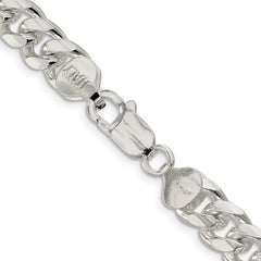 Sterling Silver 8.5mm Domed w/ Side D/C Curb Chain - 7