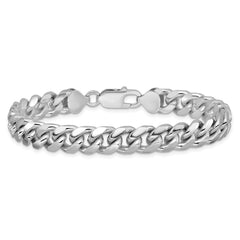Sterling Silver Rhodium-plated 8.5mm Domed w/ Side D/C Curb Chain - 5