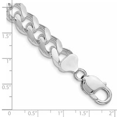 Sterling Silver Rhodium-plated 10.5mm Domed w/ Side D/C Curb Chain - 7