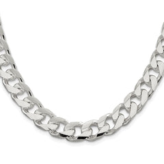 Sterling Silver Rhodium-plated 11mm Domed w/ Side D/C Curb Chain - 6