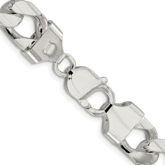 Sterling Silver Rhodium-plated 11mm Domed w/ Side D/C Curb Chain - 6