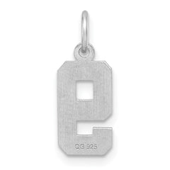 Sterling Silver Rhodium-plated Diamond-cut #9 Charm