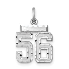 Sterling Silver Rhodium-plated Diamond-cut #56 Charm