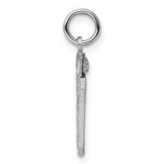 Sterling Silver Rhodium-plated Diamond-cut #60 Charm