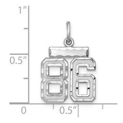 Sterling Silver Rhodium-plated Diamond-cut #86 Charm