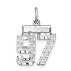 Sterling Silver Rhodium-plated Diamond-cut #97 Charm