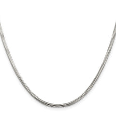 Sterling Silver 2.5mm Round Snake Chain - 9