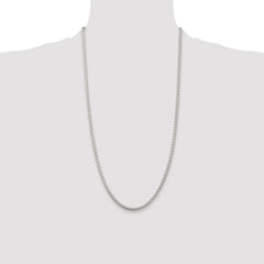 Sterling Silver Rhodium-plated 3mm Round Spiga Chain - 7