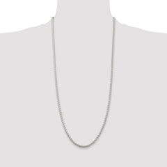 Sterling Silver Rhodium-plated 3mm Round Spiga Chain - 8