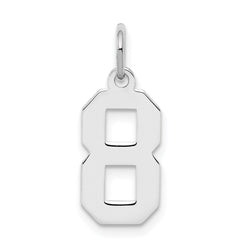 Sterling Silver/Rhodium-plated Polished Number 8 Charm - 3