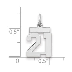 Sterling Silver/Rhodium-plated Polished Number 21 Charm - 2